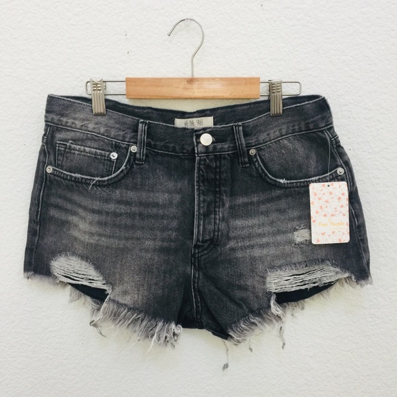 Free People Black/gray distressed Shorts NWT - Picture 2 of 8